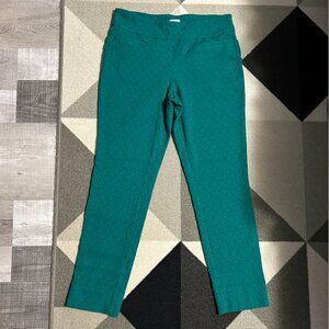 Crown & Ivy Teal Textured Print Pull-on Pants Women's Size 12